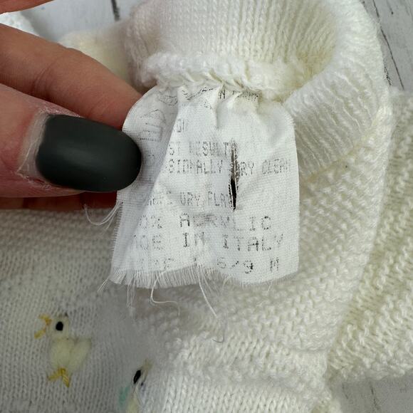 VTG Dolce Bebe White Duck 3D Knit Baby Footies Outfit Italy Size 6-9 Months - Picture 8 of 11